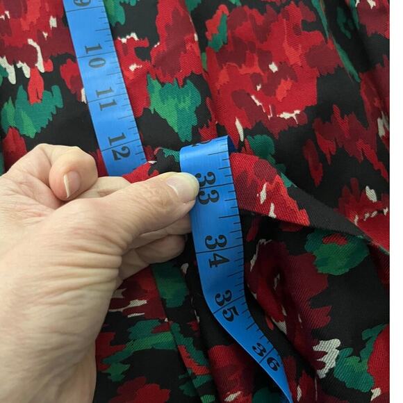 Pendleton Vintage Pleated Floral Midi Skirt Red Green Black Lined‎ Size 12 - Picture 8 of 8